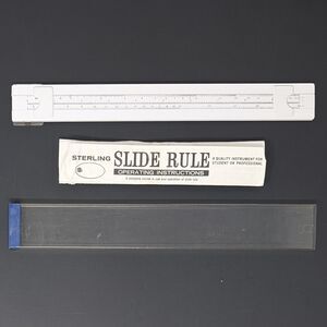 Vintage White Sterling Precision Slide Rule With Case Instructions Made in USA
